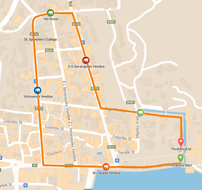 Route of Final Randholi Perahera